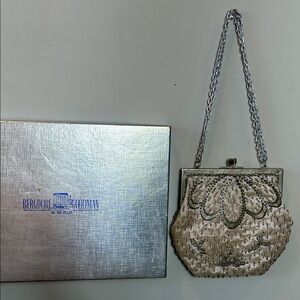 Vintage Silver Beaded Bag in Original Bergdorf Goodman NYC box